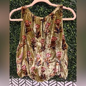 Anthropologie Olive Floral Velvet Blouse